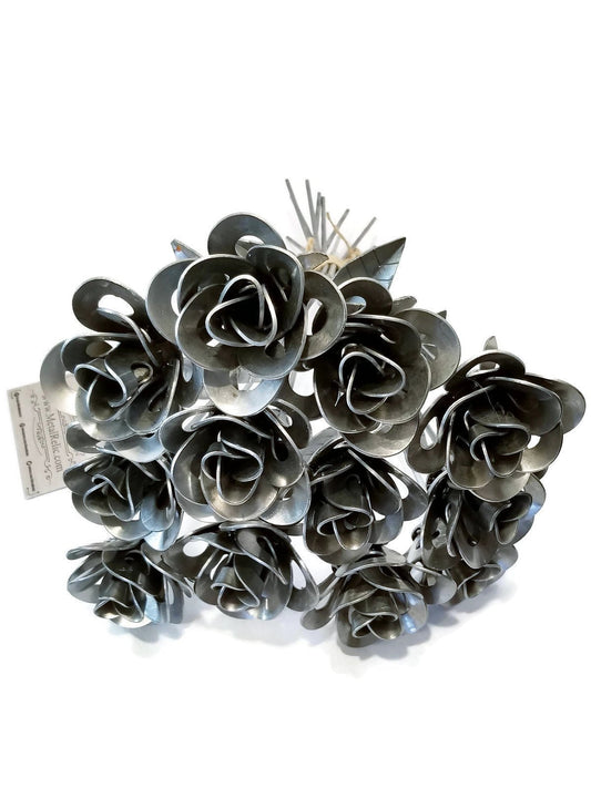Dozen Metal Roses, Recycled Metal Roses, Steampunk Roses, 12 Immortal